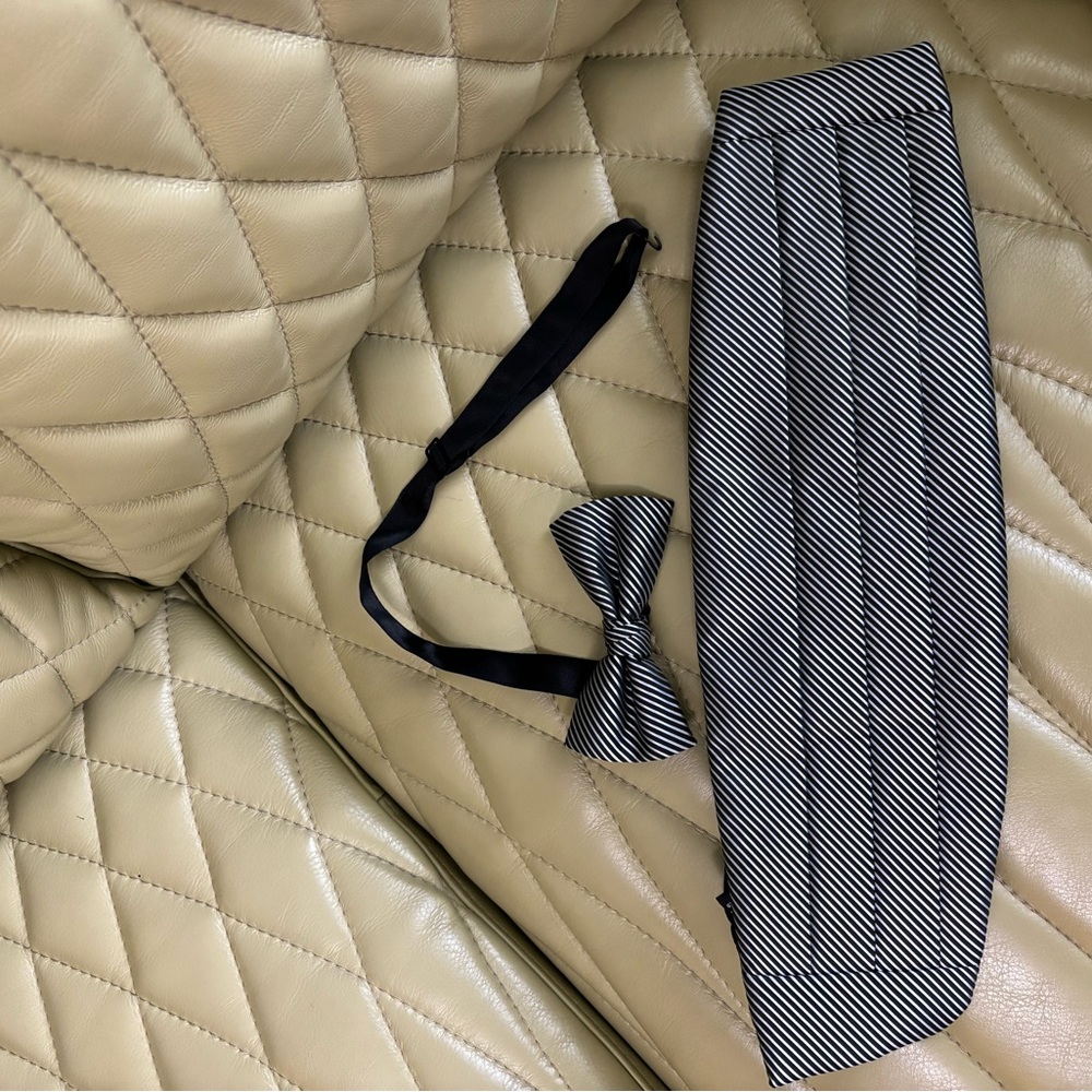 Black & Silver Men's Cummerbund & Bow Tie Set - used just once on a cruise. - Picture 5 of 6